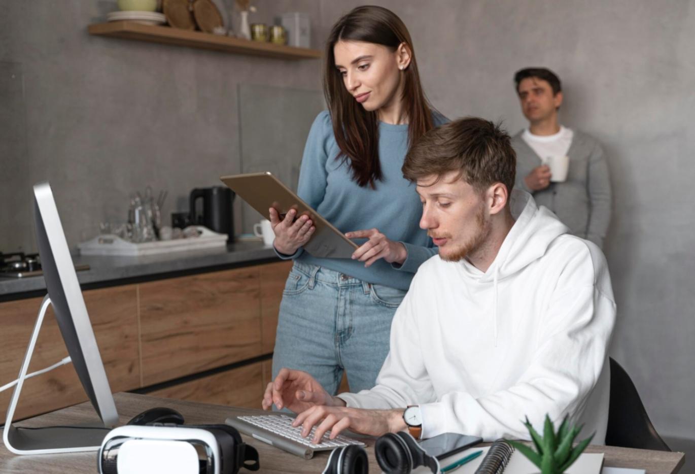 Professional trading workspace showing multiple monitors with market data analysis and algorithmic trading systems in our Ho Chi Minh City office